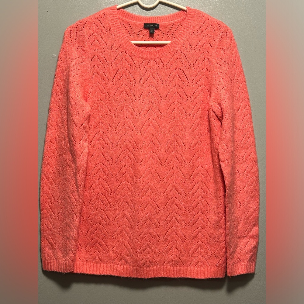 Talbots Pointelle Crewneck Sweater Champagne Rose.                 Size Medium